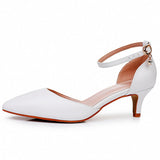 5 Cm Large-Size Sandals Fine Heel Point White Matur PU Wedding Shoes Sandals White High Heels Bridal Shoes HZ0115