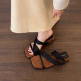 Small Hill And Cool Toe Sandals Women's Shoes Summer Outside Wearing Square High-Heeled Slippers Design Feel Beach Roman Shoes HZ0115