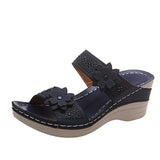 Large-Size Spring And Summer New Retro Leisure Flowers Water Drilling Slope With A Word Of Women's Slope And Slippers HZ0115
