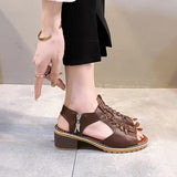 2025 Summer New Women's Shoes Korean Version Of Coarse Sandals Side Zipper Leisure Slope And Solid Color Coarse Large-Size Sandals Women HZ0115