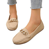 Spring And Autumn New Bean Shoes Women's Version Of The Round Head Low Metal Chain Casual Mother Singles Women For A Long Time HZ0115
