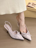 Temperament Tip Wrinkled Folded Back Empty Sandals Women Spring 2025 Gentle High Heel Single Shoes HZ0115