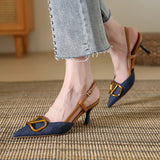 Sandals Women's French Temperament Blue Single Shoes 2025 New Pointed High Heel Fine Heel High Heel High Heel High Heels HZ0115