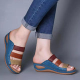 Women's Sandals 2025 Summer New Slope And Spell One-Word Women's Sandals Wish HZ0115