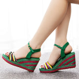 9 Cm Bohemian Heel Sandals Waterproof Table Fish Mouth High Heel Sandals Table Preparation Slopes Beach Sandals HZ0115