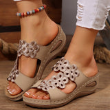 2025 Summer New Women's Slope And Thick-Bottomed Slippers Large-Size Fish Mouth Casual Beach Shoes Women HZ0115