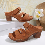 2025 New Summer Slope And Fish Mouth Slippers Women's Casual Large-Size Coarse And Slippers With Solid Color HZ0115