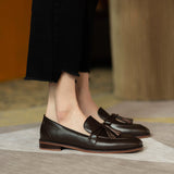 2025 New Round Head Escrened Black Soft Bean Shoes Coarse Heel Low Heel Single Shoes Women's Casual Lefang Shoes Ladies Shoes HZ0115