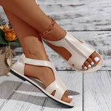 Flat-Soled Sandals Women 2025 Summer New Round Toe Side Empty Bag Behind The Back To Wear Large-Size Sandals HZ0115