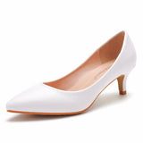 5 Cm Light-Mouthed Tip Single Shoe Low Heel Single Shoes Light-Mouthed Professional White High Heels Commuter Workplace Women's Shoes HZ0115