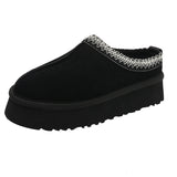 2025 New Lazy Shoes Thick-Soled Pine Cream Wool Shoes Hairy Shoes Large Size Wearing Warm Fashion Side Of The Female Cotton Drag HZ0115