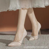 Single-Shoe Women 2025 New Spring And Autumn Fashion French Girl Tip Drill Fine Heels High Heels 9Cm HZ0115