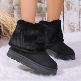 Winter Long-Boel Lady Fur Snow Boots Short Fur Filial Flat Bottoms To Keep Warm Snowy Cotton Shoes Warm HZ0115