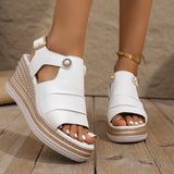 Large-Size Grass-Weed High-Heeled Sandals Women's 2025 New Thick-Sed Fish Mouth Roman Shoes With High-Heeled Women's Sandals HZ0115