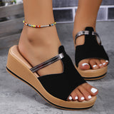 2025 New Summer Women's Slope And Thick-Bottomed Slippers Large-Size Thick-Bottomed Plus Casual Slippers Women's Shoes HZ0115