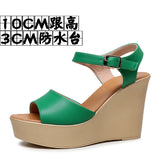 White Toe-Word High Heels 8CM Slope And Women's Waterproof Table Comfortable Loose Cake 33-43 Black Hollow Sandals HZ0115