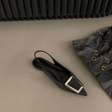French Flat Black Stumbling Bag Head Sandals Women 2025 New Spring And Summer Sharp Drill Temperament Single Shoes HZ0115