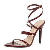 Ms. Many Words With Cross Ankles With Pointed Tips High Heels Of Red High Heels Of Red High Heels HZ0115