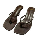 ZA Home 2025 New Square Head Thin Heel Jacket Person-Worded Sandals Female Kitten And Muller Shoes Single Shoes HZ0115