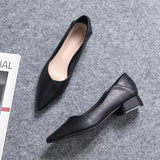Sharp Single Shoes Women 2025 Work Clothes To Work Shoes Coarse Heel Do Not Tired Women Shoes Professional Work Shoes Women Black HZ0115
